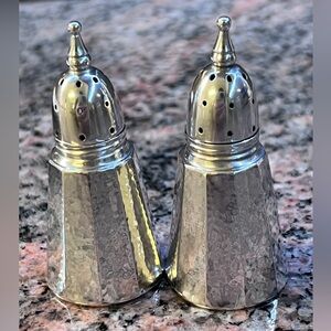 Vintage Sterling Silver Shakers & French Moustiers Plate Set + Bonus Thimble